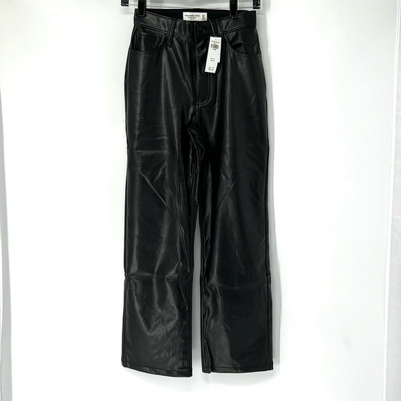 Abercrombie & Fitch NWT women’s 90’s relaxed high rise faux leather pant… - Picture 1 of 7